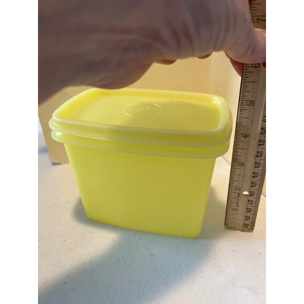 Vintage Tupperware Yellow Rectangular Food Storage Container with Lid 6x3.5x4.5